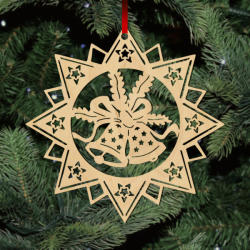  Fa karácsonyfadísz - Csillag harangokkal