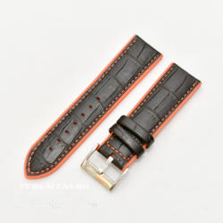 Curea hibrid silicon si piele model crocodil neagra cu portocaliu 24mm - 4205624 - cureaceas