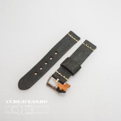  Curea piele neagră vintage QR 22mm - 4060122 - cureaceas