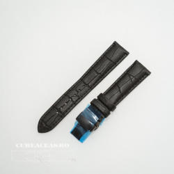  Curea piele vitel captusita negră deployant negru 18 mm - cureaceas