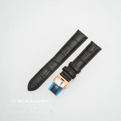  Curea piele vitel captusita negră deployant rose gold 18 mm - cureaceas