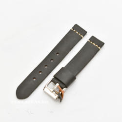  Curea piele neagră vintage cusatură albă QR 22mm -3920122