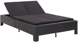 vidaXL Șezlong de 2 persoane cu pernă, negru, poliratan (46241)