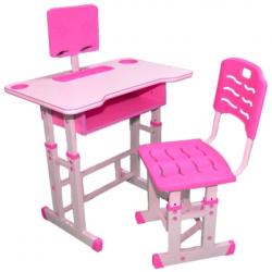  Birou cu scaunel, reglabile, din PAL, metal si plastic, culoare roz RB27593