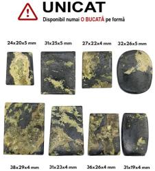  Cabochon Crisopraz Lemon in Hematit de Forma Dreptunghi - 24-38 x 19-29 x 4-5 mm
