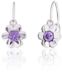 Silver Style Copii argint cercei flori cu violet piatră