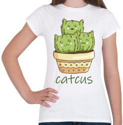 printfashion Cica - kaktusz - Catcus - Női póló - Fehér (4351667)