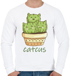 printfashion Cica - kaktusz - Catcus - Férfi pulóver - Fehér (4351601)