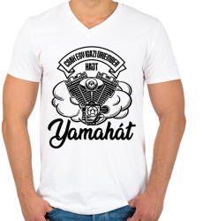 printfashion Csak egy igazi úriember hajt Yamahát - Férfi V-nyakú póló - Fehér (4337371)