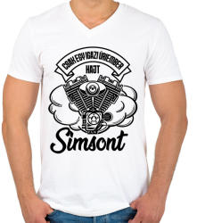 printfashion Csak egy igazi úriember hajt Simsont - Férfi V-nyakú póló - Fehér (4337369)