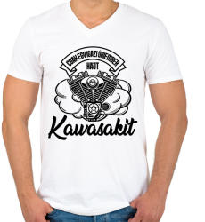 printfashion Csak egy igazi úriember hajt Kawasakit - Férfi V-nyakú póló - Fehér (4335633)