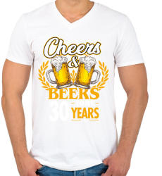 printfashion Cheers & Beers - 30 - Férfi V-nyakú póló - Fehér (4590666)