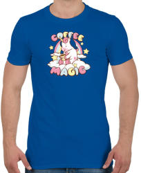 printfashion Kávézó unikornis - Coffee magic - Férfi póló - Királykék (4369089)