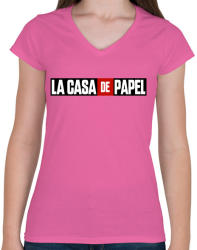printfashion La casa de papel logo - Női V-nyakú póló - Rózsaszín (4297913)