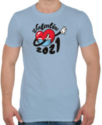 printfashion Valentin nap 2021 - Férfi póló - Világoskék (4375360)