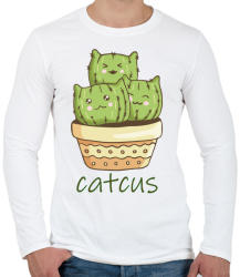 printfashion Cica - kaktusz - Catcus - Férfi hosszú ujjú póló - Fehér (4351580)