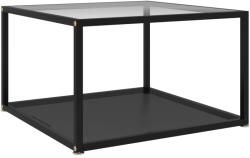 vidaXL Măsuță cafea, transparent/negru, 60x60x35 cm, sticlă securizată (322891) Masa de cafea
