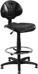 Munkaszék, háttámlás, műanyag ülőfelület, állítható lábtartó gyűrűvel"1290", fekete (BBSZV277) - webpapir