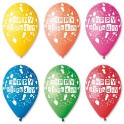 Léggömb, 30 cm, "Happy Birthday", lufis (10db/csom) (PT11PRHBL)