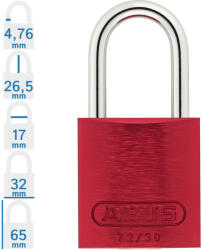 ABUS 72/30 KA - Egységkulcsos lakat (Több lakat azonos kulccsal) - Piros - 256905 (256905)