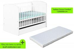 Klups Patut cu sertar KLUPS Karolina II Alb + Saltea 8 MyKids Confort II (00009518) - babyneeds