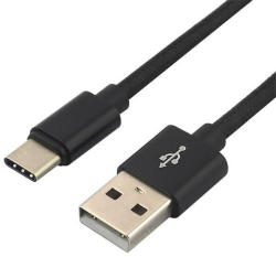 everActive USB-USB-C Type-C kábel 3A 1, 2m fekete 480Mbps-ig szilikon gyors