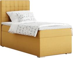 TEMPO KONDELA Pat boxspring, pat de o persoană, muştar, 90x200, stânga, TERY