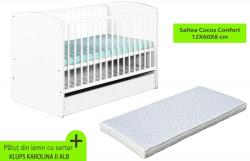 Klups Patut cu sertar KLUPS Karolina II Alb + Saltea 8 MyKids (NT1292-35308)