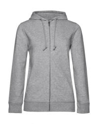 B&C Collection Női kapucnis hosszú ujjú organikus pulóver B and C Organic Zipped Hooded /women L, Heather szürke