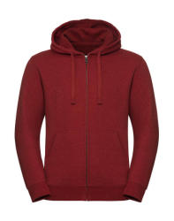 Russell Férfi kapucnis hosszú ujjú pulóver Russell Europe Men's Authentic Melange Zipped Hood Sweat S, Téglavörös Piros Melange