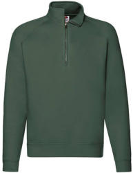 Fruit of the Loom Férfi Pulóver Hosszú ujjú Fruit of the Loom Zip Neck Raglansweat - XL, Sötétzöld