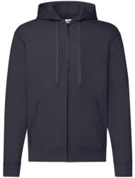 Fruit of the Loom Férfi Pulóver Kapucnis Hosszú ujjú Fruit of the Loom Classic Hooded Sweat Jacket - S, Mély sötétkék (navy)