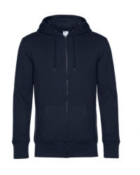 B&C Collection Férfi kapucnis hosszú ujjú pulóver B and C KING Zipped Hooded 2XL, Sötétkék (navy)