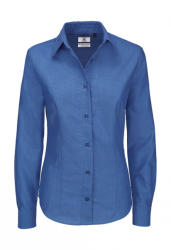 B&C Collection Női hosszú ujjú blúz B and C Oxford LSL/women Shirt 6XL, kék Chip