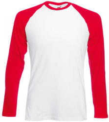 Fruit of the Loom Férfi póló Hosszú ujjú Fruit of the Loom Baseball Longsleeve T - S, Fehér/Piros