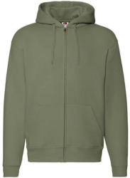 Fruit of the Loom Férfi Pulóver Kapucnis Hosszú ujjú Fruit of the Loom Premium Hooded Zip Sweat - S, Oliva zöld