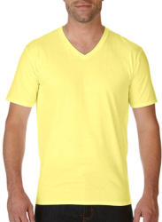 Gildan Férfi póló Rövid ujjú Gildan Premium Cotton Adult V-Neck T-Shirt - S, Cornsilk (világossárga)