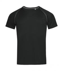 Stedman Férfi rövid ujjú póló Stedman Active 140 Team Raglan Men XL, Opál fekete