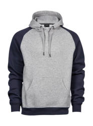 TEE JAYS Férfi kapucnis hosszú ujjú pulóver Tee Jays Two-Tone Hooded Sweatshirt 2XL, Heather/Sötétkék (navy)