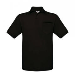 B and C Uniszex rövid ujjú galléros póló B and C Safran Pocket Polo 2XL, Fekete