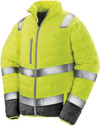 Result Férfi Kabát Hosszú ujjú Result Soft Padded Safety Jacket -S, Fluo Sárga/Szürke