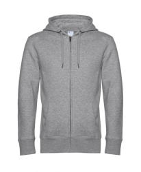 B&C Collection Férfi kapucnis hosszú ujjú pulóver B and C KING Zipped Hooded M, Heather szürke