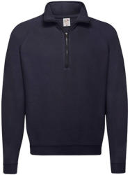 Fruit of the Loom Férfi Pulóver Hosszú ujjú Fruit of the Loom Zip Neck Sweat - L, Mély sötétkék (navy)