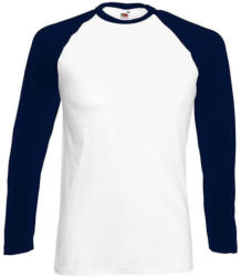 Fruit of the Loom Férfi póló Hosszú ujjú Fruit of the Loom Baseball Longsleeve T - M, Fehér/Mély sötétkék