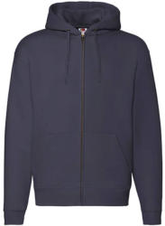 Fruit of the Loom Férfi Pulóver Kapucnis Hosszú ujjú Fruit of the Loom Premium Hooded Zip Sweat - S, Mély sötétkék (navy)
