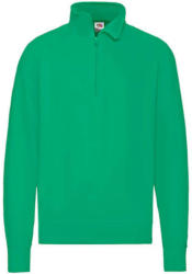 Fruit of the Loom Férfi Pulóver Hosszú ujjú Fruit of the Loom Lightweight Zip Neck Sweat - S, Kelly zöld