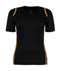 Kustom Kit Női rövid ujjú póló Kustom Kit Women's Regular Fit Cooltex Contrast Tee L, Fekete/Fluorescent Narancssárga