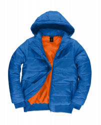 B&C Collection Férfi kapucnis hosszú ujjú kabát B and C Superhood/men Jacket M, Királykék/Neon Narancssárga