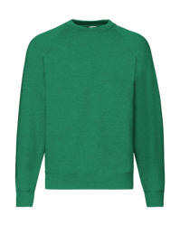 Fruit of the Loom Uniszex hosszú ujjú pulóver Fruit of the Loom Classic Raglan Sweat S, Retró Heather Zöld