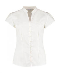 Kustom Kit Női csapott ujjú blúz Kustom Kit Women's Tailored Fit Mandarin Collar Blouse SSL S (10), Fehér